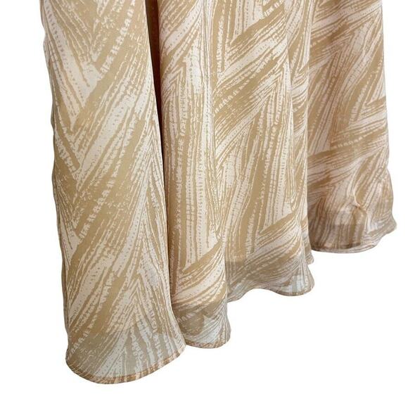 BCBG Paris Womens Tan Side Zip Flare Flutter Fairy Chiffon Knee Length Skirt 10 - Picture 2 of 16